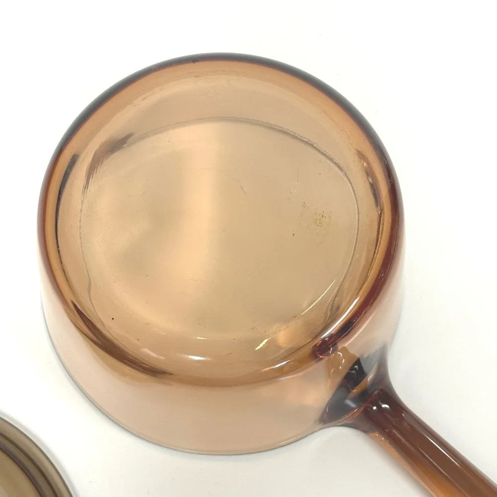 Vintage Vision Corning Amber Glass 2.5L Saucepan with Lid Made in USA